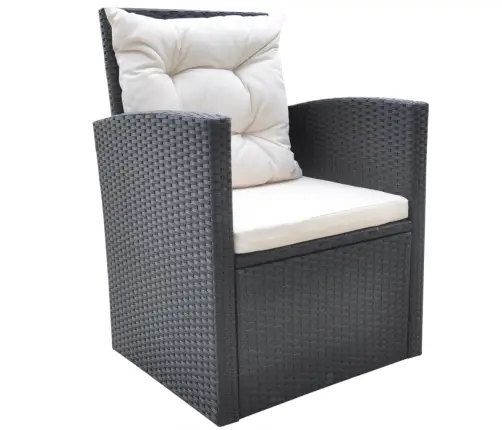 6-Daļīgs Dārza Mēbeļu Komplekts Ar Matračiem, Pe Pinums, Melns Vidaxl