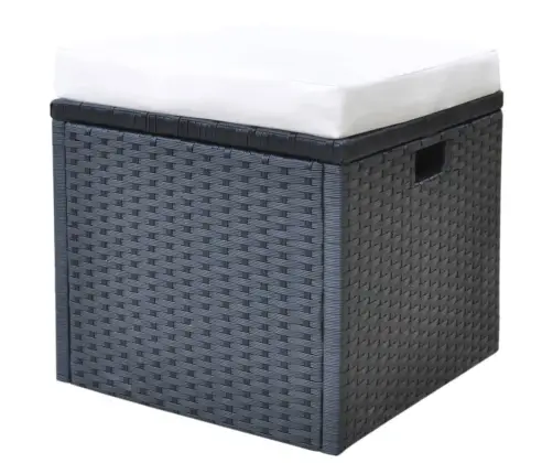 6-Daļīgs Dārza Mēbeļu Komplekts Ar Matračiem, Pe Pinums, Melns Vidaxl