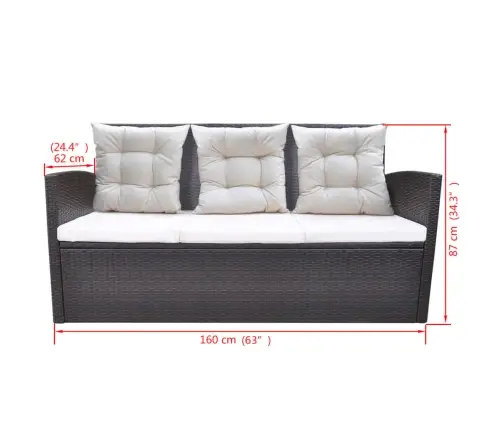 6-Daļīgs Dārza Mēbeļu Komplekts Ar Matračiem, Pe Pinums, Brūns Vidaxl