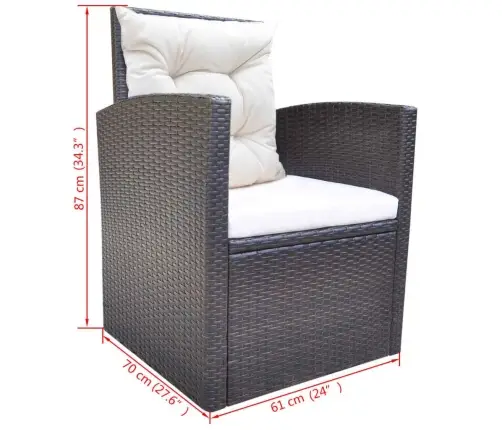 6-Daļīgs Dārza Mēbeļu Komplekts Ar Matračiem, Pe Pinums, Brūns Vidaxl