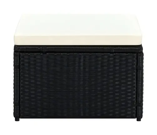 Kājsoliņš, Taburete, 53X53X30 Cm, Melna Niedru Pinuma Imitācija  Vidaxl