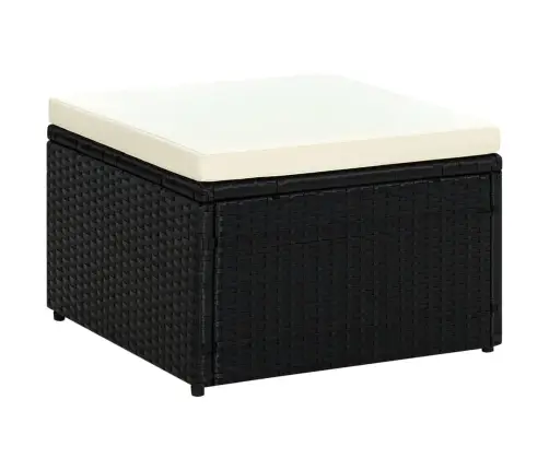 Kājsoliņš, Taburete, 53X53X30 Cm, Melna Niedru Pinuma Imitācija  Vidaxl