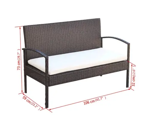 4-Daļīgs Dārza Atpūtas Mēbeļu Komplekts Ar Matračiem, Pe, Brūns Vidaxl