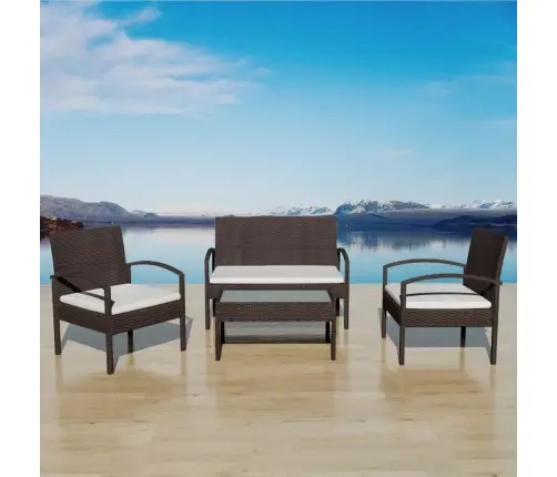 4-Daļīgs Dārza Atpūtas Mēbeļu Komplekts Ar Matračiem, Pe, Brūns Vidaxl