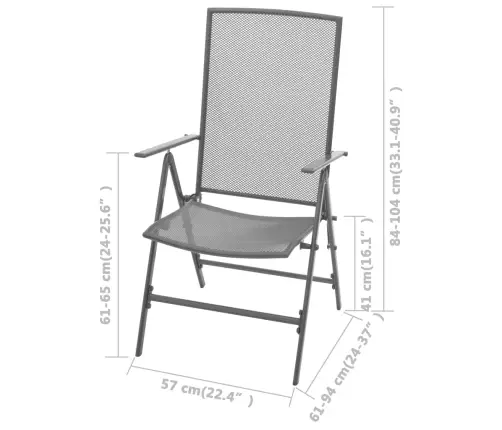 Sudedamos Sodo Kėdės, 2 Vnt, Plienas, Pilkos