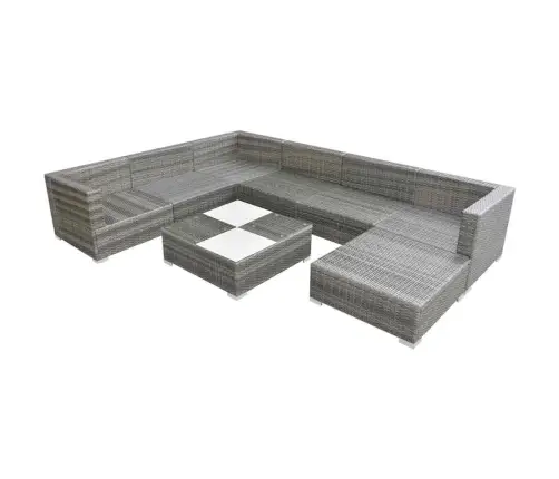 8-Daļīgs Dārza Atpūtas Mēbeļu Komplekts Ar Matračiem, Pelēks Pe Vidaxl