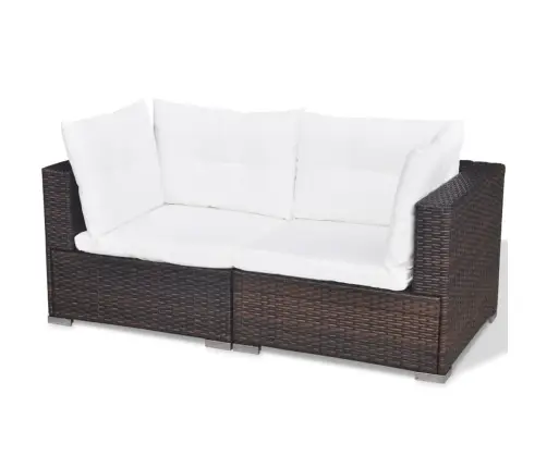 Sodo Komplektas Su Pagalvėlėmis, 5 Dalių, Rudas, Poliratanas