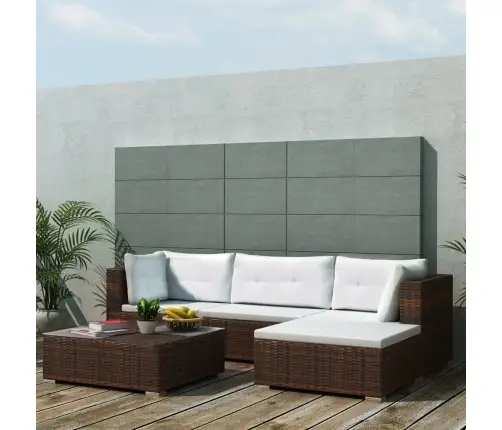 Sodo Komplektas Su Pagalvėlėmis, 5 Dalių, Rudas, Poliratanas