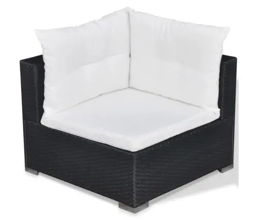 5-Osaline Aiamööblikomplekt Patjadega, Polürotang, Must