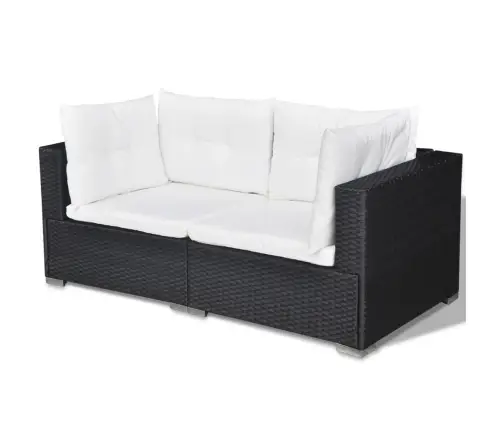 5-Osaline Aiamööblikomplekt Patjadega, Polürotang, Must