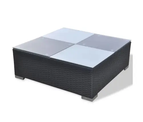 5-Osaline Aiamööblikomplekt Patjadega, Polürotang, Must