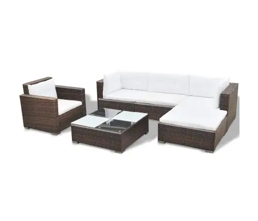 Sodo Komplektas Su Pagalvėlėmis, 6 Dalių, Rudas, Poliratanas