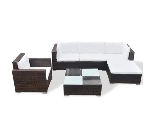 Sodo Komplektas Su Pagalvėlėmis, 6 Dalių, Rudas, Poliratanas