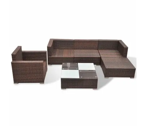 Sodo Komplektas Su Pagalvėlėmis, 6 Dalių, Rudas, Poliratanas