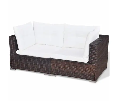 Sodo Komplektas Su Pagalvėlėmis, 6 Dalių, Rudas, Poliratanas