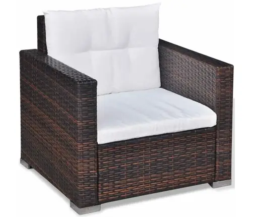 Sodo Komplektas Su Pagalvėlėmis, 6 Dalių, Rudas, Poliratanas