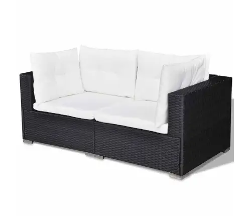 6-Osaline Aiamööblikomplekt Patjadega, Polürotang, Must