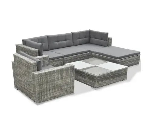 Sodo Komplektas Su Pagalvėlėmis, 6 Dalių, Pilkas, Poliratanas