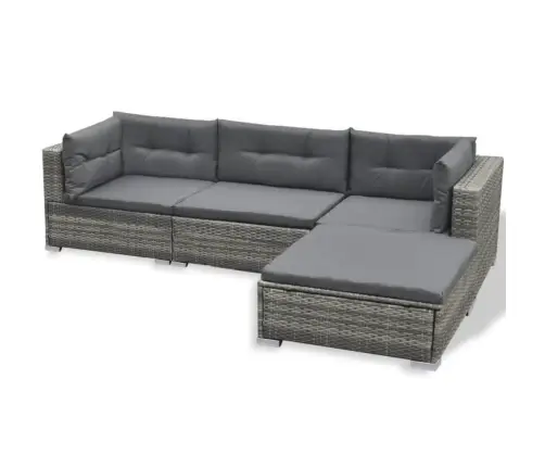 Sodo Komplektas Su Pagalvėlėmis, 6 Dalių, Pilkas, Poliratanas