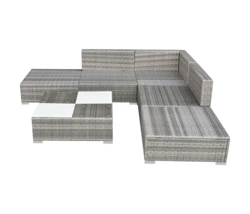 6-Daļīgs Dārza Atpūtas Mēbeļu Komplekts Ar Matračiem, Pelēks Pe Vidaxl