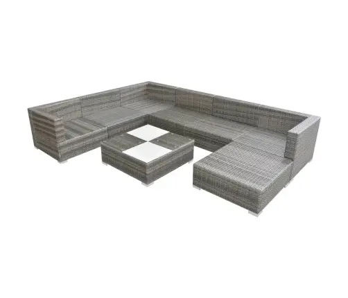 8-Daļīgs Dārza Atpūtas Mēbeļu Komplekts Ar Matračiem, Pelēks Pe Vidaxl