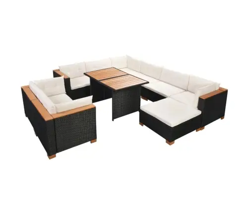 Sodo Poilsio Baldų Komplektas Su Pag., 10D., Juod. Sp., Polir.