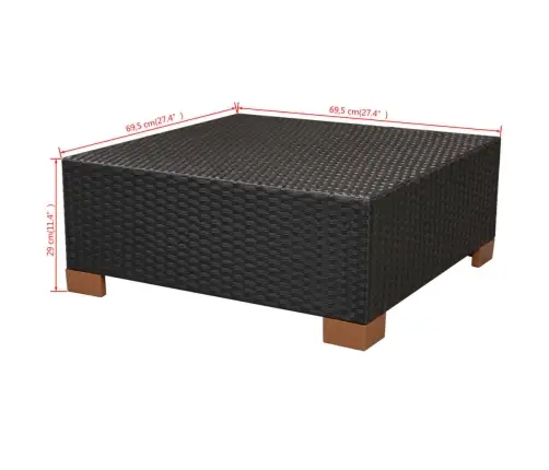 Sodo Poilsio Baldų Komplektas Su Pag., 10D., Juod. Sp., Polir.