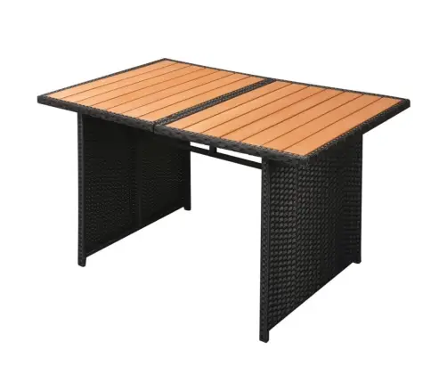 Sodo Poilsio Baldų Komplektas Su Pag., 10D., Juod. Sp., Polir.