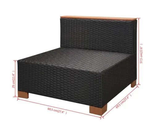 Sodo Poilsio Baldų Komplektas Su Pag., 10D., Juod. Sp., Polir.