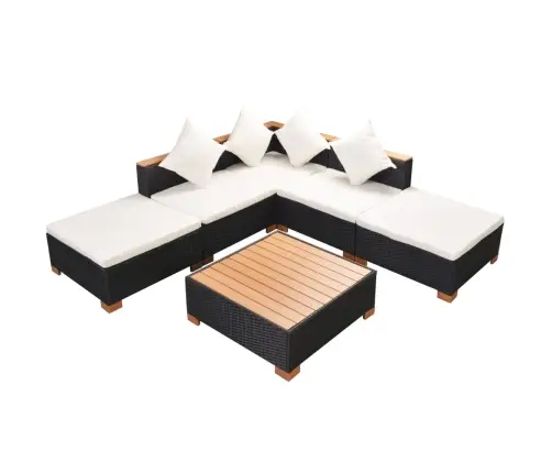 6-Daļīgs Dārza Atpūtas Mēbeļu Komplekts Ar Matračiem, Pe, Melns Vidaxl