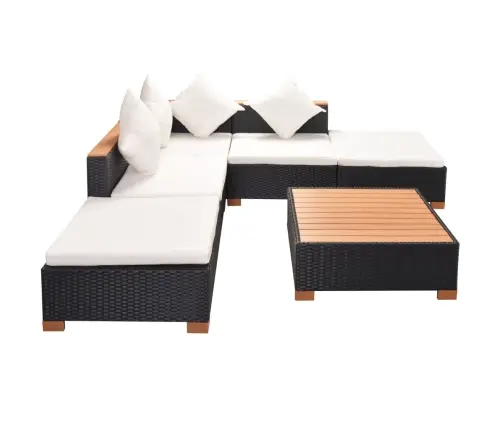 6-Daļīgs Dārza Atpūtas Mēbeļu Komplekts Ar Matračiem, Pe, Melns Vidaxl