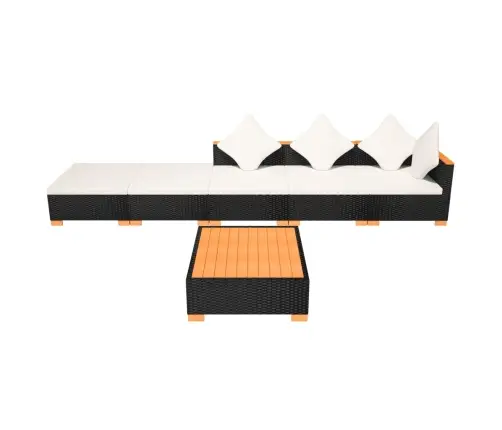 6-Daļīgs Dārza Atpūtas Mēbeļu Komplekts Ar Matračiem, Pe, Melns Vidaxl