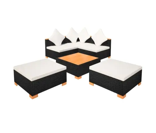 6-Daļīgs Dārza Atpūtas Mēbeļu Komplekts Ar Matračiem, Pe, Melns Vidaxl