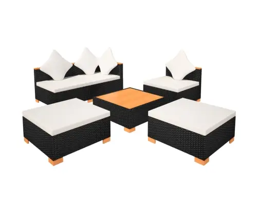 6-Daļīgs Dārza Atpūtas Mēbeļu Komplekts Ar Matračiem, Pe, Melns Vidaxl