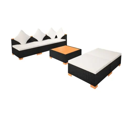 6-Daļīgs Dārza Atpūtas Mēbeļu Komplekts Ar Matračiem, Pe, Melns Vidaxl