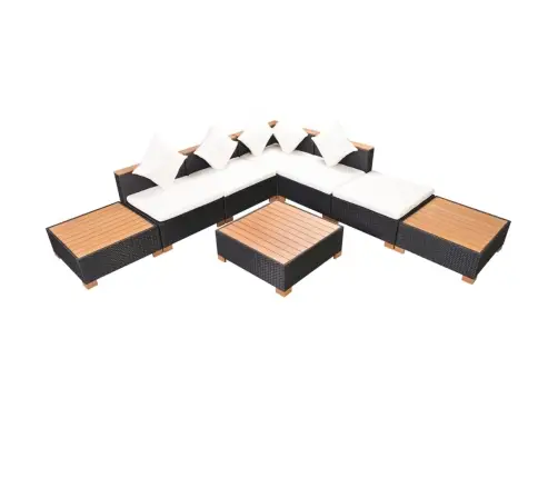 8-Daļīgs Dārza Atpūtas Mēbeļu Komplekts Ar Matračiem, Pe, Melns Vidaxl