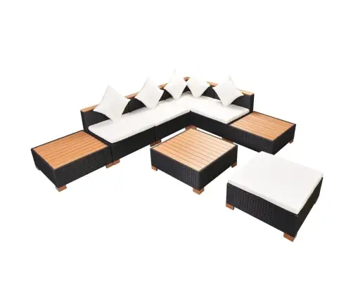 8-Daļīgs Dārza Atpūtas Mēbeļu Komplekts Ar Matračiem, Pe, Melns Vidaxl