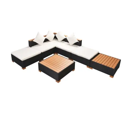 7-Daļīgs Dārza Atpūtas Mēbeļu Komplekts Ar Matračiem, Pe, Melns Vidaxl