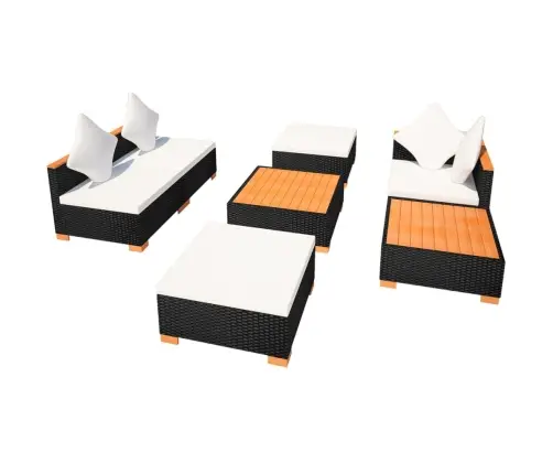 7-Daļīgs Dārza Atpūtas Mēbeļu Komplekts Ar Matračiem, Pe, Melns Vidaxl