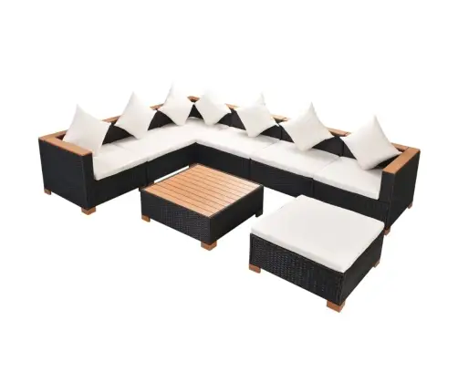 8-Daļīgs Dārza Atpūtas Mēbeļu Komplekts Ar Matračiem, Pe, Melns Vidaxl