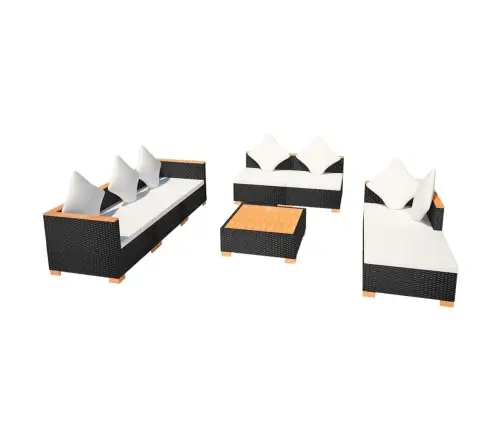 8-Daļīgs Dārza Atpūtas Mēbeļu Komplekts Ar Matračiem, Pe, Melns Vidaxl