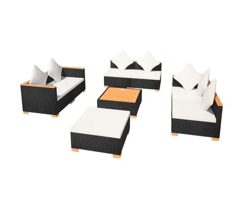 8-Daļīgs Dārza Atpūtas Mēbeļu Komplekts Ar Matračiem, Pe, Melns Vidaxl