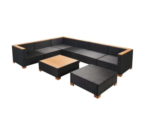 8-Daļīgs Dārza Atpūtas Mēbeļu Komplekts Ar Matračiem, Pe, Melns Vidaxl