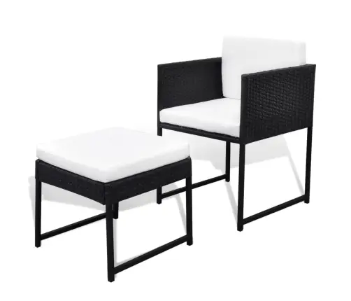 9-Daļīgs Dārza Mēbeļu Komplekts Ar Matračiem, Pe Pinums, Melns Vidaxl