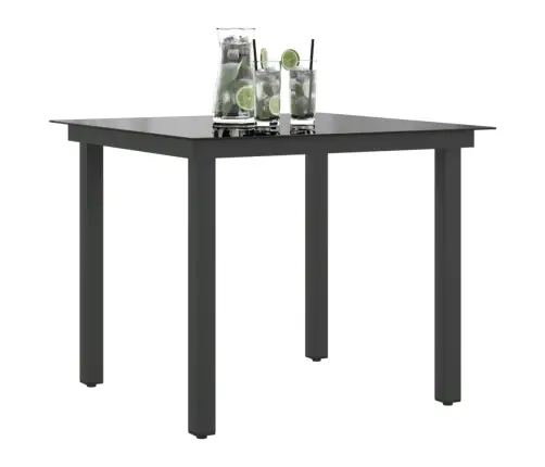 Dārza Galds, Melns, 80X80X74 Cm, Alumīnijs Un Stikls Vidaxl