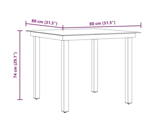 Dārza Galds, Melns, 80X80X74 Cm, Alumīnijs Un Stikls Vidaxl