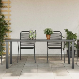 Sodo Stalas, Juodas, 190X90X74cm Aliuminis Ir Stiklas