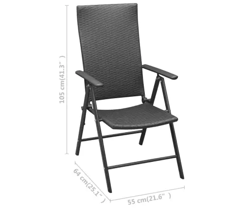 Dārza Krēsli, 2 Gab., Pe Rotangpalma, Melni Vidaxl