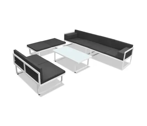 5-Osaline Aiamööblikomplekt, Textilene, Alumiinium, Must