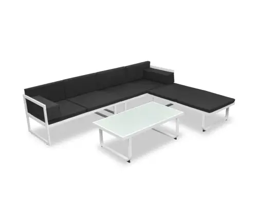 4-Osaline Aiadiivanikomplekt Patjadega, Alumiinium, Must